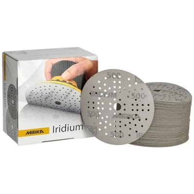 Afbeelding van Mirka Iridium Premium schuurpapier Ø 125mm klittenband 89 gaats, korrel 500, 100 st / Voor het schuren van verf, plamuur, grondverf, hout, staal, minerale toeslagen, kunststof