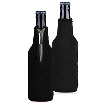 Afbeelding van kwmobile 2 Flessenkoeler geschikt voor 330ml fles bier en andere koude drankjes Van geïsoleerd neopreen Hoes in zwart.