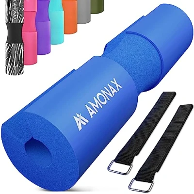 Afbeelding van AMONAX Barbell Squat Pad, extra dikke schuimvulling voor nek en schouderondersteuning, Heavy Duty Gym Fitness Workout Cover Vrouwen Hip Thrusts, Gewichtheffen zware squats (Blauw)