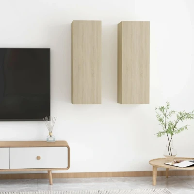 Afbeelding van Tv meubelen 2 st 30,5x30x90 cm spaanplaat sonoma eikenkleurig
