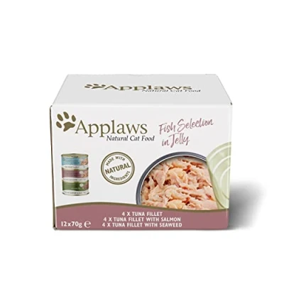 Afbeelding van Applaws Natuurlijk natvoer voor katten, multiverpakking met kip en vis in gelei, blikjes van 70 g (verpakking 12 stuks)