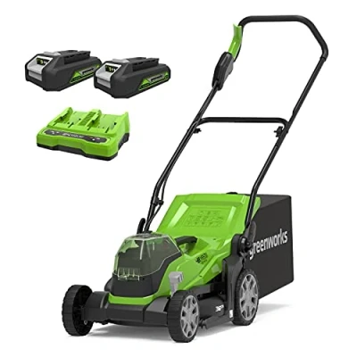 Afbeelding van Greenworks G24X2LM36K2X Draadloze Accu Grasmaaier voor Gazons Tot 210m², 36 cm Maaibreedte, 40 L Zak PLUS Twee van 2 x 24V (48V Equivalent) 2Ah Batterijen &amp; Dubbele Oplader, 3 Jaar Garantie