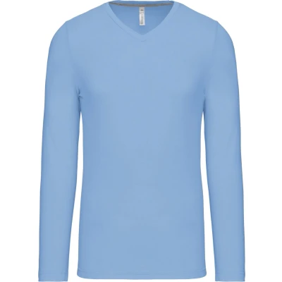 Afbeelding van Kariban T shirt V hals lange mouwen K358 sky blue L