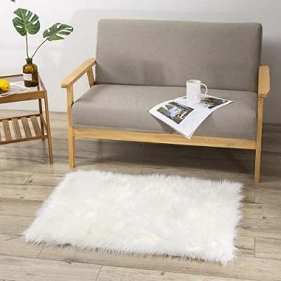 Afbeelding van Teppich Wölkchen Schapenvacht Tapijt, Imitatiebont Lamsvacht, Schapenvel Imitatievacht Kunstbont Tapijt Slaapkamer Woonkamer Wasbaar Bont Decoratiebont Wit 60 x 90 cm Rechthoek