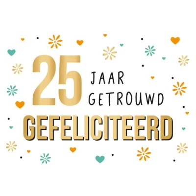 Afbeelding van Wenskaart Daisy 25 jaar getrouwd gefeliciteerd
