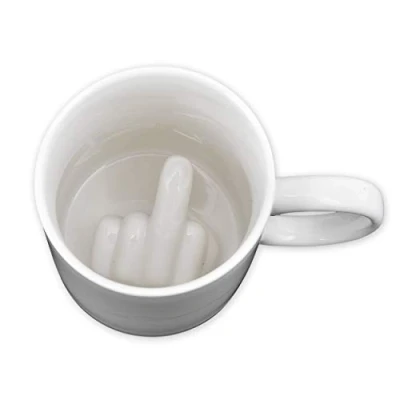 Afbeelding van ds. distinctive style koffiemok 350 ml middelvinger mok keramische beker nieuwigheid cadeau wit