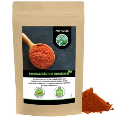 Afbeelding van Heet gerookte paprika (125g), hete gemalen uit Spanje, gerookt paprikapoeder in hersluitbare verpakking