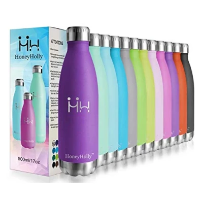 Afbeelding van HoneyHolly Waterfles,Dubbelwandig Vacuüm Geïsoleerd Roestvrij Staal Thermosfles, Herbruikbare Lekvrij BPA vrij Drinkfles 350ml/500ml/650ml/750ml voor Kinderen, Meisjes,Werk,Sport school,Reis
