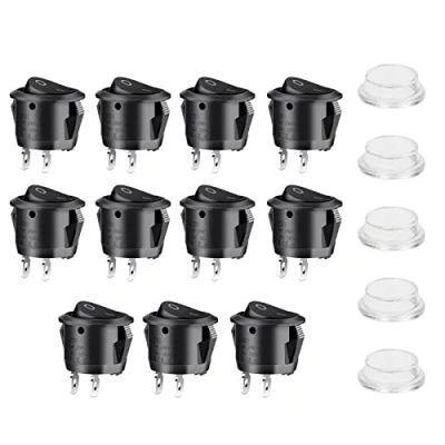 Afbeelding van URAQT tuimelschakelaar Ronde, 11 stuks 2 pins SPST AC 10A / 125V 6A 250V Tuimelschakelaarknop Autoschakelaar AAN UIT Waterdichte schakelaar Mini voor auto boot Huishoudelijke apparaten