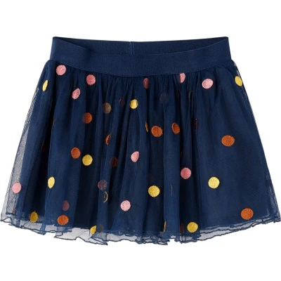 Afbeelding van Kinderrokje met tule en stippen 116 marineblauw