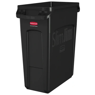 Afbeelding van Rubbermaid Slim Jim met luchtsleuven 60 liter zwart