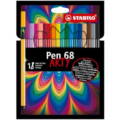 Afbeelding van Premium Viltstift STABILO Pen 68 ARTY 18 stuks met ophanglus verschillende kleuren
