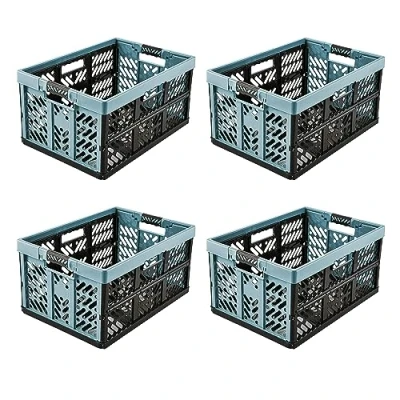 Afbeelding van keeeper 4x stevige professionele vouwkratten met soft touch handgrepen, 45 l, Ben, Nordic Blue (blauw)