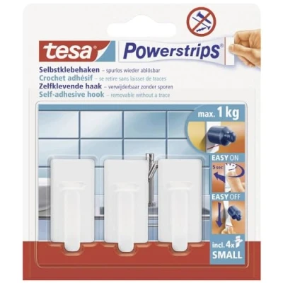 Afbeelding van Tesa PowerStrips Haken Small Classic, 3 stuks Stuk wit
