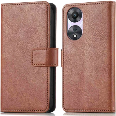 Afbeelding van Oppo A78 Hoesje Kunstleder iMoshion Bookcase Bruin Telefoonhoesje