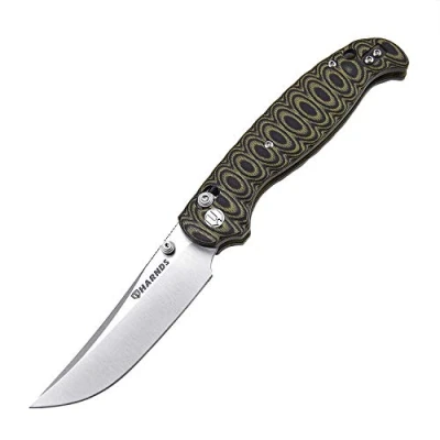 Afbeelding van HARNDS Gigantische Silkwargorm Tactisch Vouwmes Met Sandvik Stalen Mes, Buiten Mes G10 Handvat Camping Zakmes Omkeerbare Zakclip (Zwart+Geel)