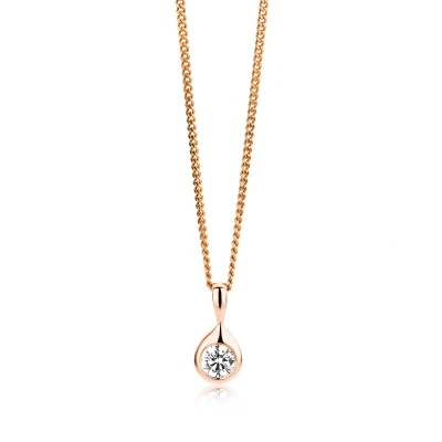 Afbeelding van Miore 18Kt Roosgoud Ketting met Zirkoon Hanger Verguld 45cm