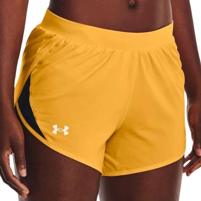 Afbeelding van Under Armour UA Fly By 2.0 short voor dames, geel