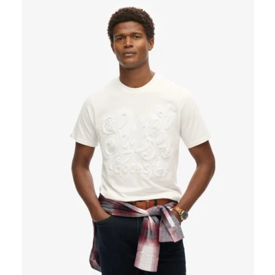 Afbeelding van Superdry Embossed Archive Graphic Tshirt print, Heren, Maat: Small, Winter white