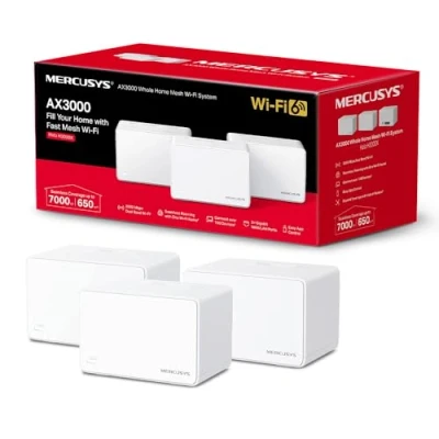 Afbeelding van Mercusys Halo H3000X (verpakking van 3 stuks) WLAN netwerkrouter 6 AX3000, dual band 2, 4 Ghz/5 GHz, x Gigabit poorten, bereik tot 650 m², MU MIMO, OFDMA, 1024 QAM