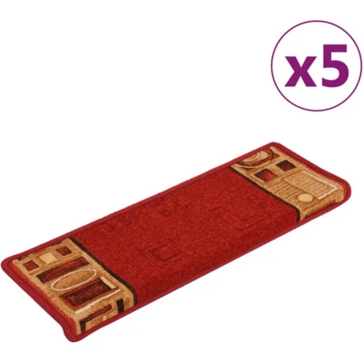 Afbeelding van vidaXL Trapmatten zelfklevend 5 st 65x21x4 cm rood