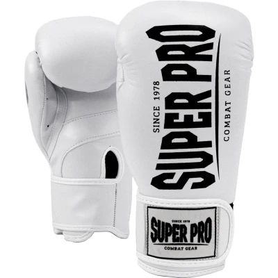 Afbeelding van Super Pro Combat Gear Champ (kick)bokshandschoenen Wit/Zwart 14oz