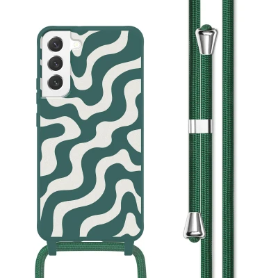 Afbeelding van Samsung Galaxy S22 Hoesje Siliconen en TPU (zacht) imoshion Softcase/Koordhoesje/Backcover Petrol Green Groovy Telefoonhoesje