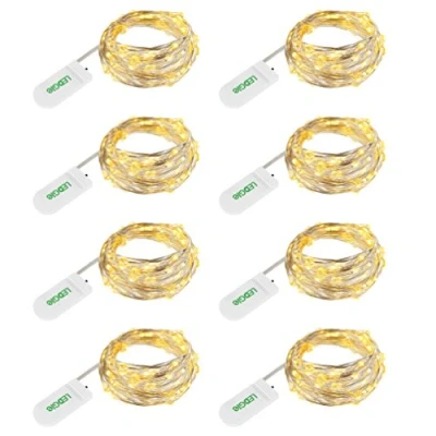 Afbeelding van LEDGLE 8 Stuks 24 LED Koperdraad Lichtslingers 1.2M Warm Wit Fairy Lights Batterij aangedreven Waterdichte Verlichting Flesdecoratie