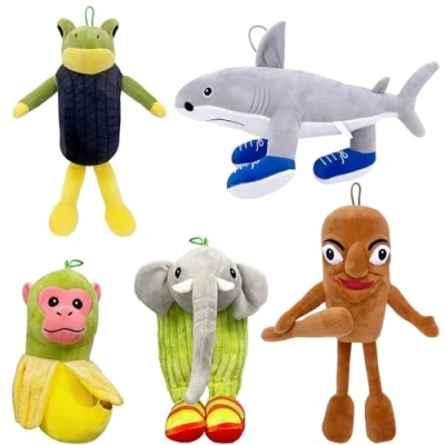 Afbeelding van Gxlaihly 5 stuks Tung Sahur pluche dieren, pluche, Italiaanse brainrode cadeaus voor volwassenen en kinderen (5 stuks)