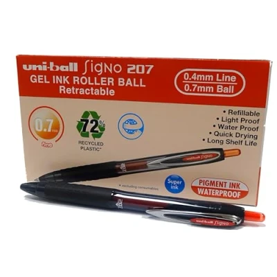 Afbeelding van Uni Ball Rollerball Signo UMN 207E Gelinkt, Rood, 0,7 mm, Doos, 12 Stuks