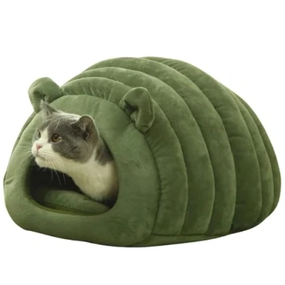 Afbeelding van Janse® Kattenmand XL Groen Kattenhuis Dierenmand Kattenbed Poezenmand Kattenkussen Kattenhol Cat cave