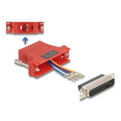 Afbeelding van Delock D Sub 25 Pin Stecker zu RJ12 Buchse Montagesatz rot HQ produc