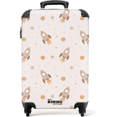 Afbeelding van NoBoringSuitcases.com® Kinderkoffer Kindertrolley Raketten Planeten Handbagage koffer lichtgewicht Reiskoffer trolley Rolkoffer met wieltjes Past binnen 55x40x20 en 55x35x25