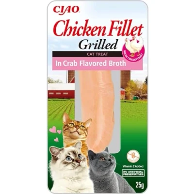 Afbeelding van INABA Churu Filet kattensnacks om uit de hand te voeren Tedere uw kat verwennen Traktaties in handige porties, Kipfilet met krab 1 pakje 25g kattenvoer