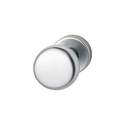 Afbeelding van Hoppe deurknop op ronde rozet cilindervorm aluminium zilver geanodiseerd Fix knop 1 stuk