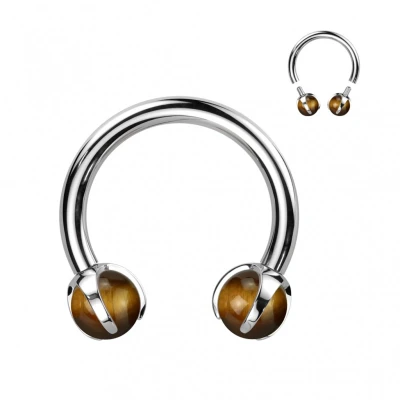 Afbeelding van Piercing titanium horseshoe tijgeroog
