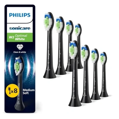 Afbeelding van Philips Sonicare W2 Optimal White Opzetborstels 8 stuks Zwart Wittere Tanden HX6068/88