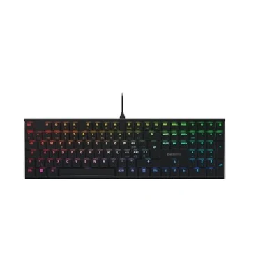 Afbeelding van CHERRY MX, 10.0N RGB, plat mechanisch gamingtoetsenbord, Zwitserse lay out (QWERTZ), bekabeld, originele LOW PROFILE RGB SPEED schakelaars, zwart