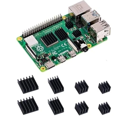 Afbeelding van GeeekPi zwarte koellichamen voor Raspberry Pi 4 Model B, aluminium met warmtegeleidende plakband 4B (Raspberry bord is niet inbegrepen) (2 stuks)