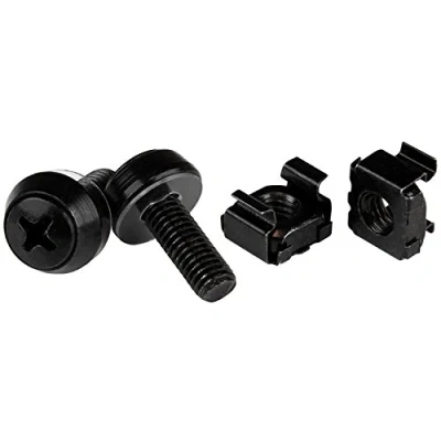 Afbeelding van StarTech.com M6 x 12mm schroeven en kooimoeren 50 stuks pak zwart
