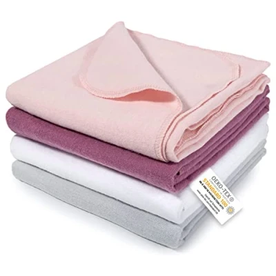 Afbeelding van Makian Molleton doekjesset, 4 x stoffen luiers 80 cm stuks baby spuugdoekjes / zachte, absorberende flanellen van 100% katoen, Oeko TexÂ® Standard 100 getest (poederroze)