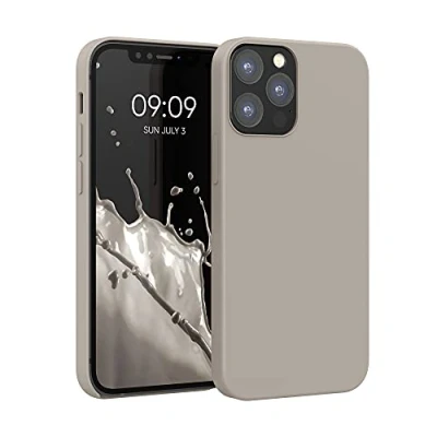 Afbeelding van kwmobile telefoonhoesje geschikt voor Apple iPhone 12 / Pro Hoesje met siliconen coating Smartphone case in taupe