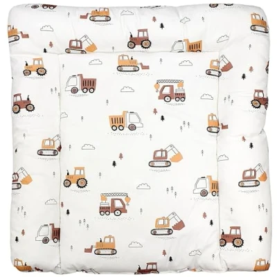 Afbeelding van TupTam Baby Aankleedkussen met Patronen, Bouwvoertuigen/Graafmachines/Beige, 70 x 60 cm