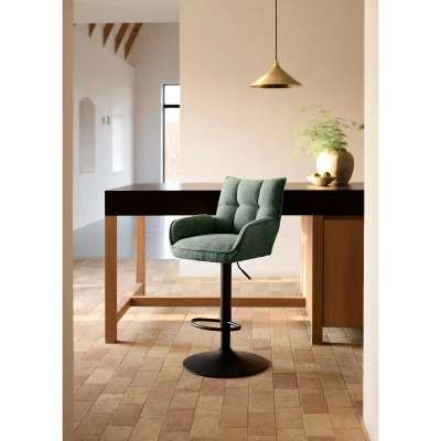 Afbeelding van Nordic Home Janna verstelbare barstoel groen Stof
