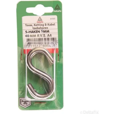 Afbeelding van Deltafix s haak r.v.s. a4 40 mm x 5 3 st.