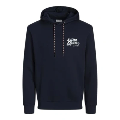 Afbeelding van JACK &amp; JONES Jjluke Sweat Hood capuchontrui voor heren, Navy Blazer/Print: small, XS