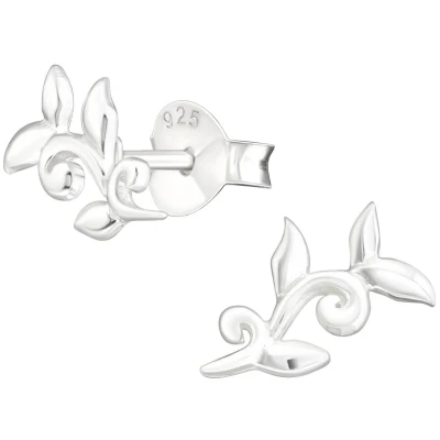 Afbeelding van JoyS Zilveren takje oorbellen sierlijke blaadjes oorknoppen 6 x 10 mm