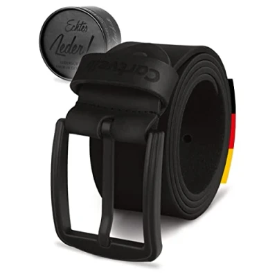 Afbeelding van Cartvelli Echt leren herenriem, zwart, 40 mm, Made in Germany, geschenkdoos, gesp, matzwart, taille 115