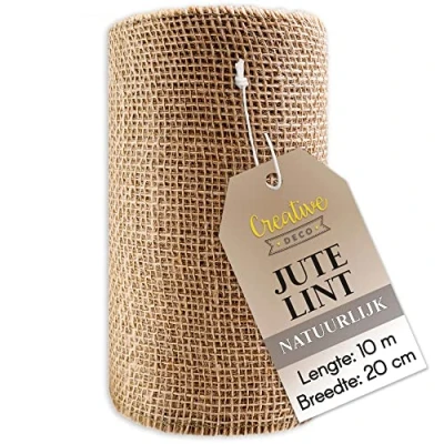 Afbeelding van Creative Deco Jute Lint Rol 20 cm x 10 m DIY, Decoratielint Verpakking Cadeauverpakking