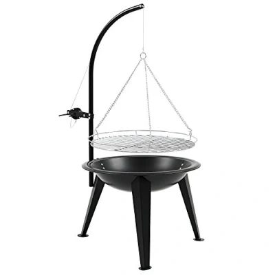 Afbeelding van BBQ Toro Zwenkgrill met grillrooster Ø 55 cm, houtskoolgrill vuurschaal, driepoot voor goulashketel, 50 grillframe vuurbak, zwengel, kolengrill